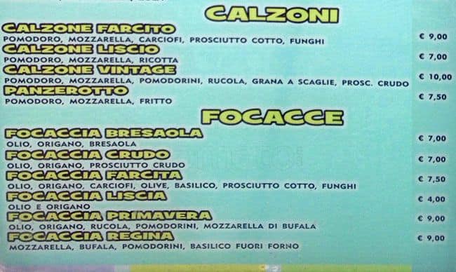 Menu di Tradizione Italiana 