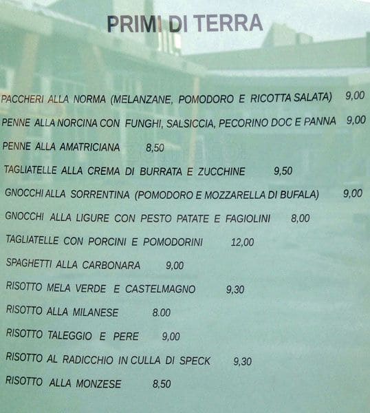 Menu di Tradizione Italiana 