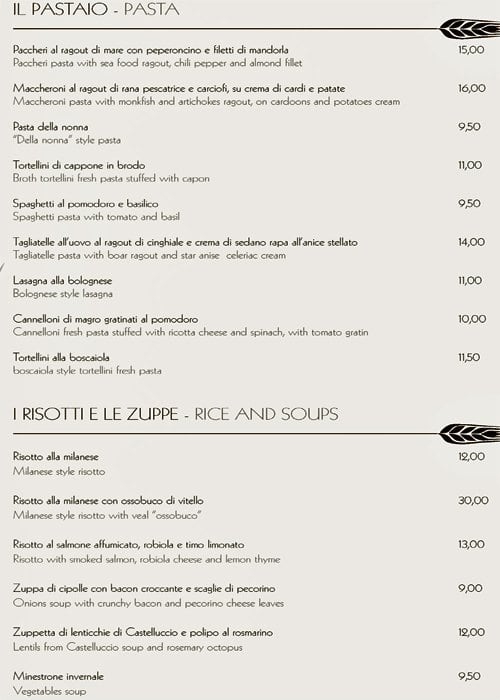 Menu di Granaio 