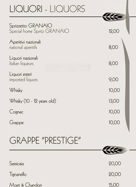 Menu di Granaio 