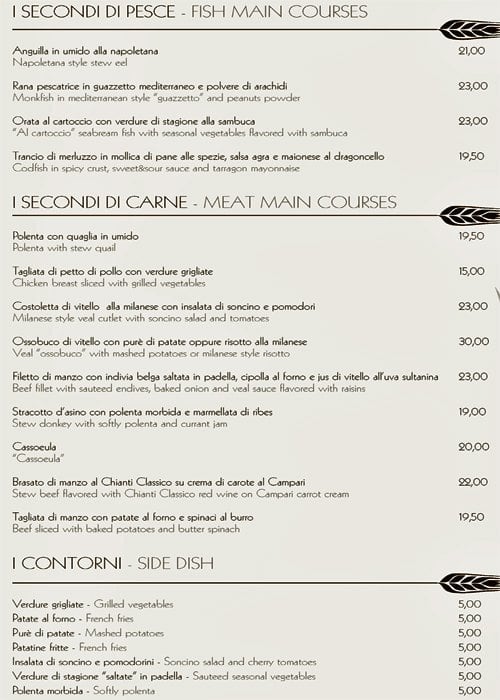 Menu di Granaio 