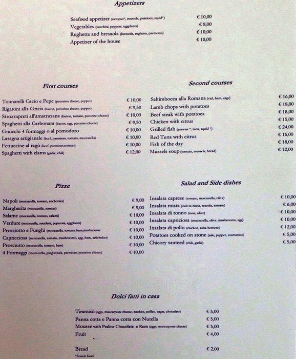 Menu di Spago Al Parlamento 