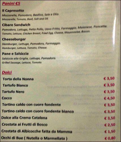 Menu di cibare 