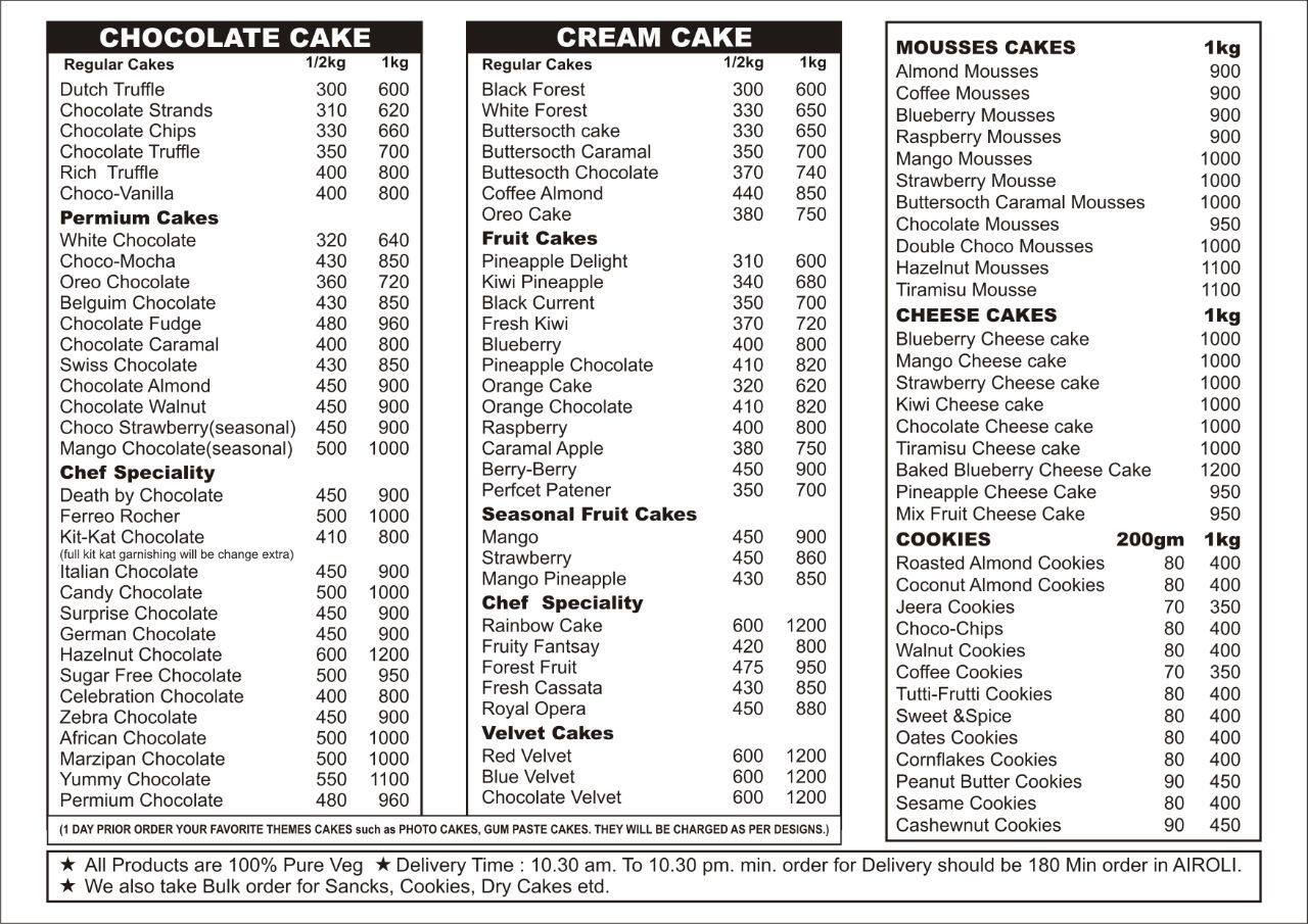 Cake Boutique Menu, Menu for Cake Boutique, Airoli, Navi Mumbai Zomato