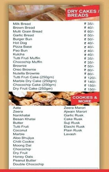 Bake Hub menu