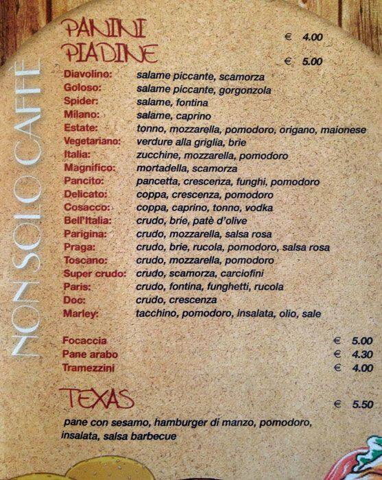 Menu di Food and Wine 
