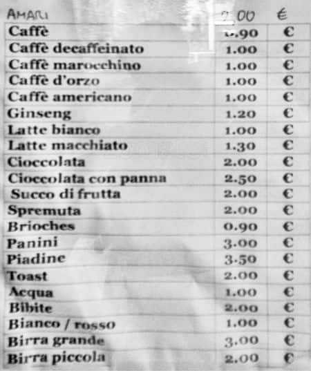 Menu di Bar Mozart 