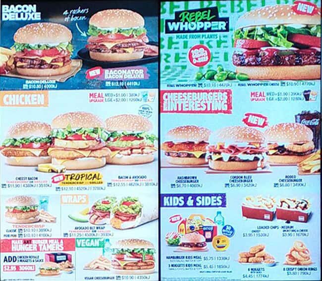Menu at Hungry Jack's Burgers Thomastown restaurant, Thomastown