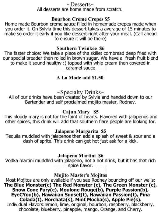 Menu at Ole Soul Creole cafe, Everett