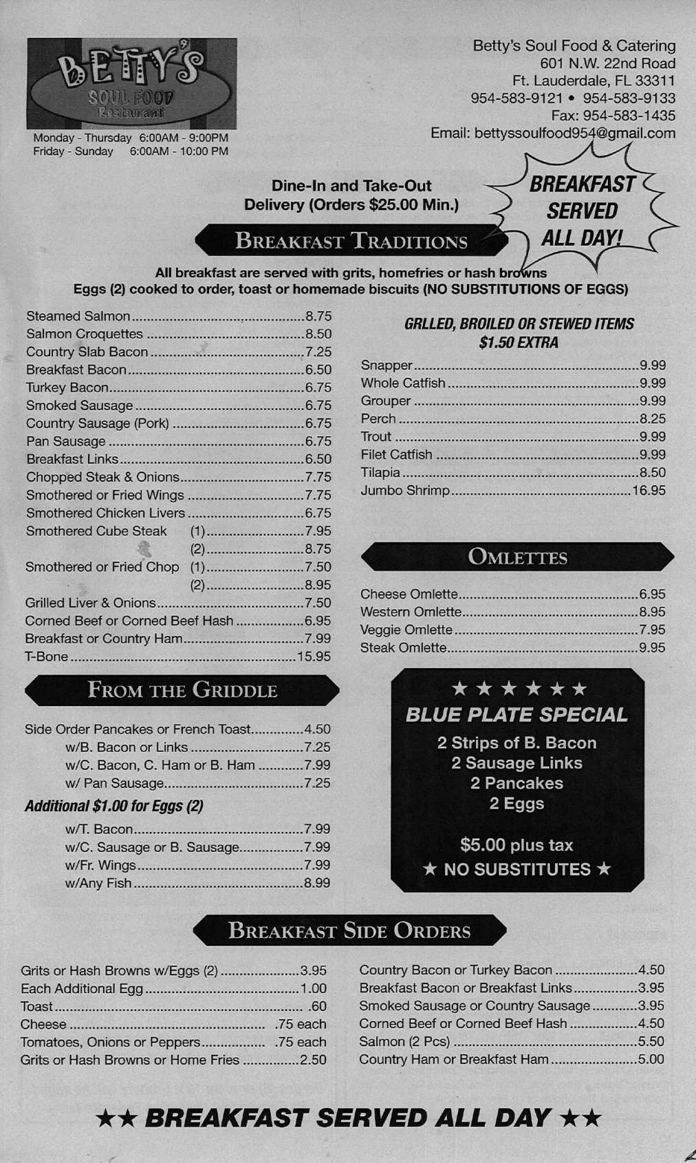 Betty's Soul Food & Barbecue Menu Urbanspoon/Zomato