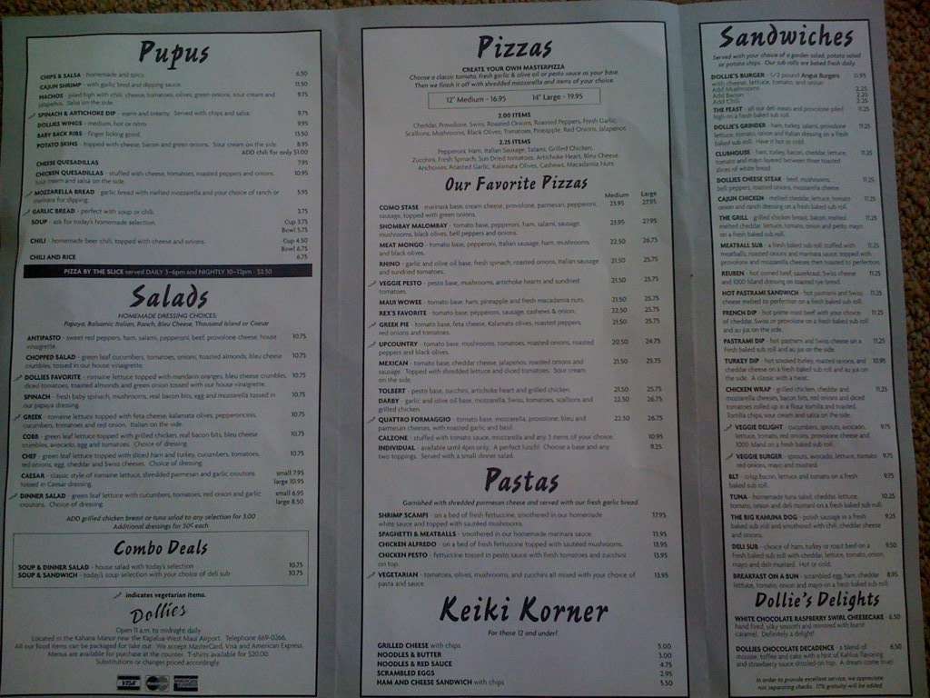 Dollie's Pub & Cafe Menu Urbanspoon/Zomato