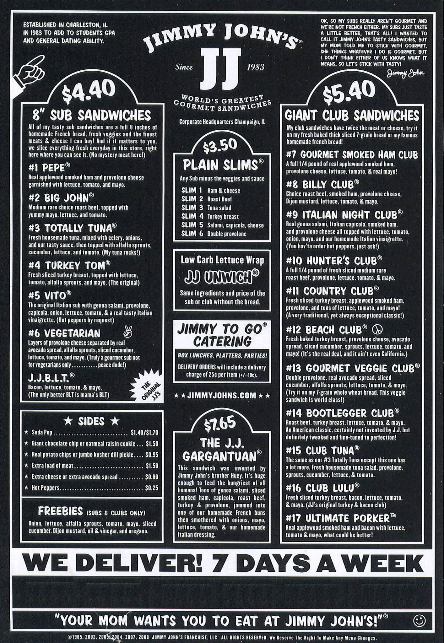 Jimmy John's Menu, Menu for Jimmy John's, Fishers, Indianapolis ...