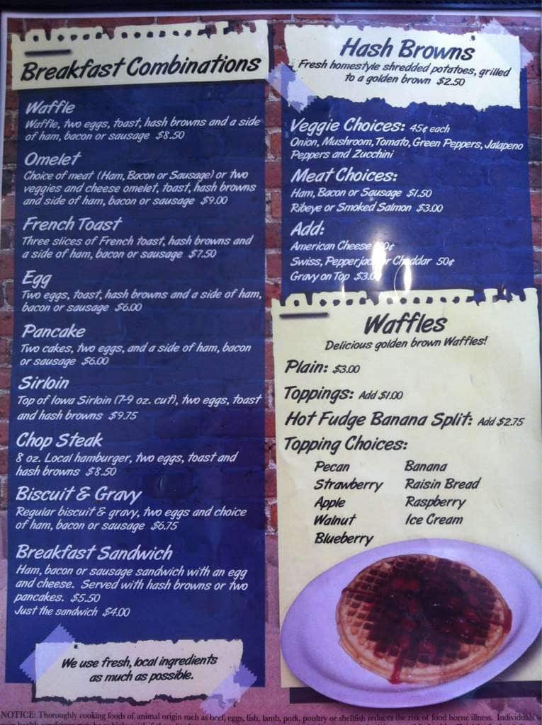 Waffle Stop Grill Menu, Menu for Waffle Stop Grill, Cedar Falls, Waterloo Urbanspoon/Zomato