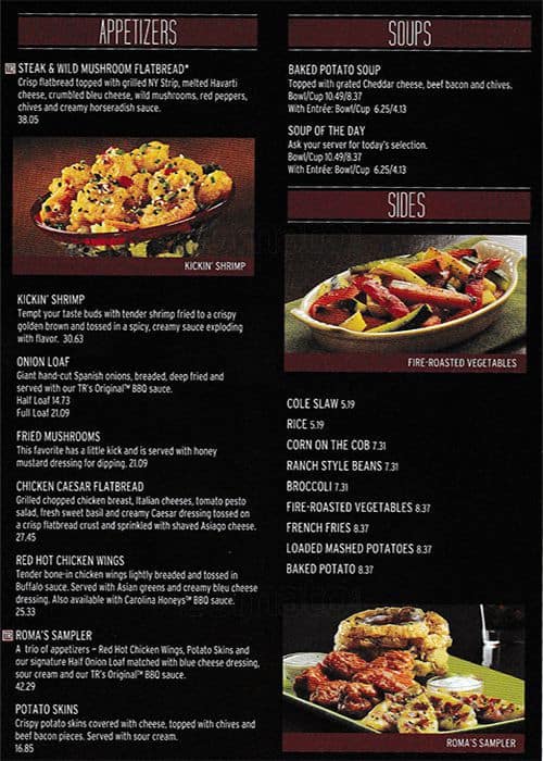 Tony Roma's Menu, Menu for Tony Roma's, Brickfields, Kuala Lumpur