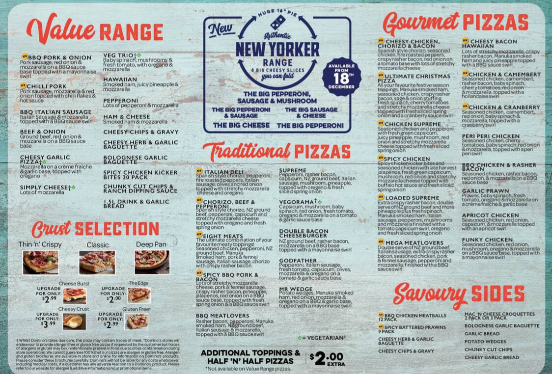 Domino's Menu, Menu for Domino's, Ponsonby, Auckland Menumania/Zomato