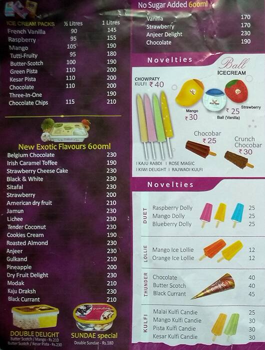 Cream Chills Ice Cream Menu, Menu for Cream Chills Ice Cream, Thane