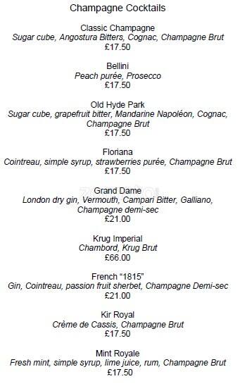 Crystal Bar menu