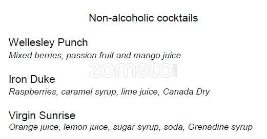 Crystal Bar menu