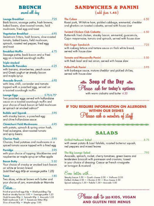 Menu at Loco Lounge pub & bar, Birmingham