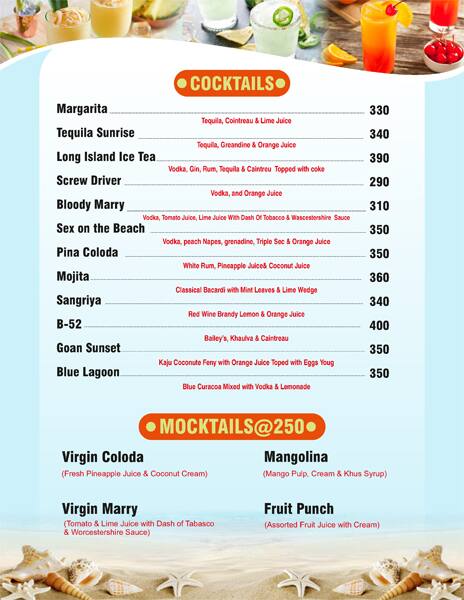Spice Rack Goa Menu Menu of Spice Rack, Calangute, Goa