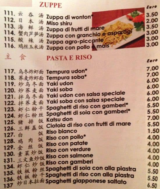 Menu di Toku 