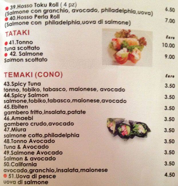 Menu di Toku 