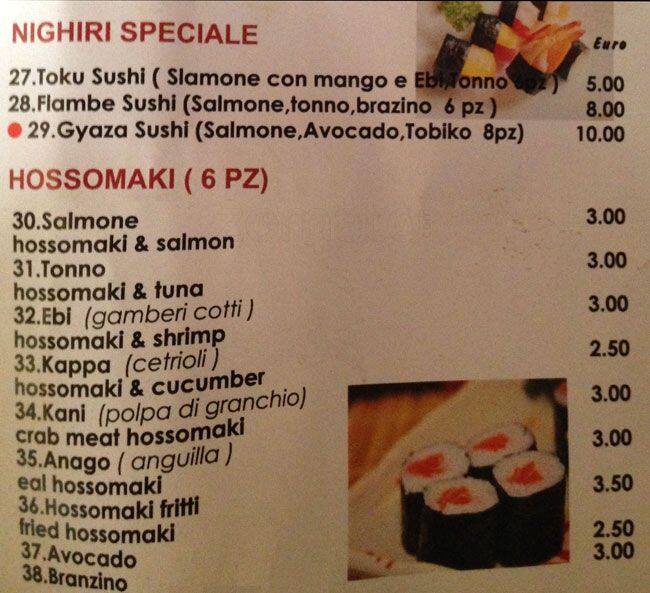 Menu di Toku 