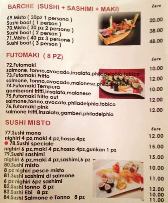 Menu di Toku 