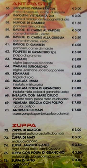 Menu di Dragon 