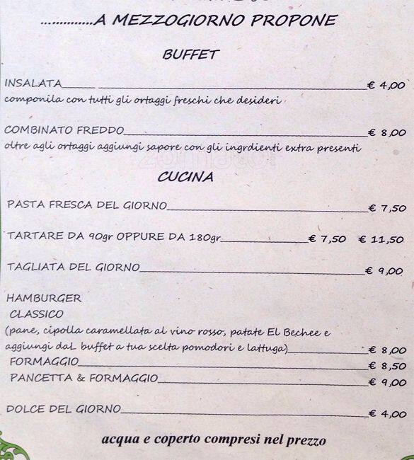 Menu di El Bechée 