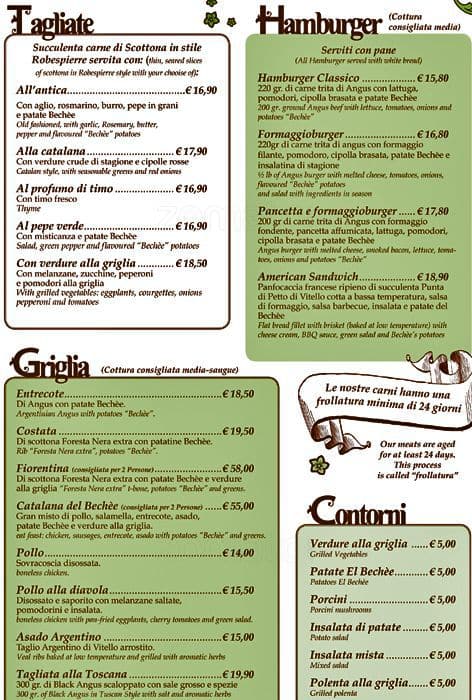 Menu di El Bechée 