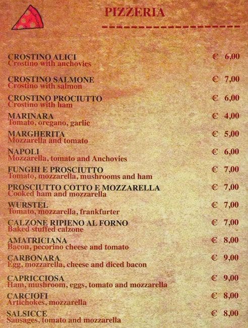 Romolo E Remo A Roma Foto Del Menu Con Prezzi