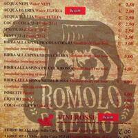 Romolo E Remo A Roma Foto Del Menu Con Prezzi