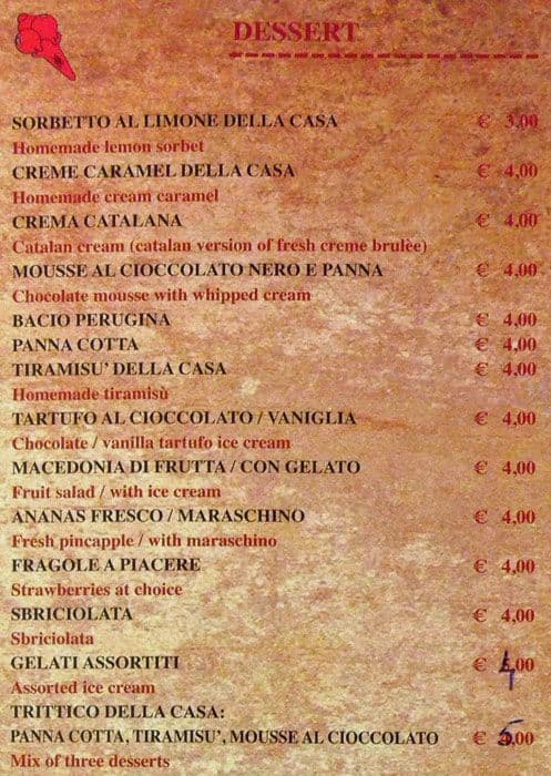 Romolo E Remo A Roma Foto Del Menu Con Prezzi