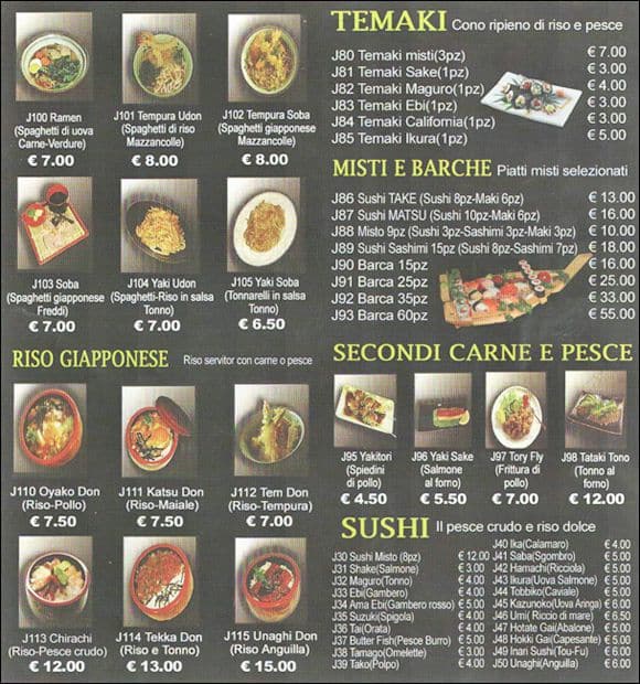 Menu di Tokyo 