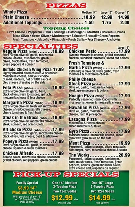 AJ's Pizzaria Menu, Menu for AJ's Pizzaria, Leander, Leander ...