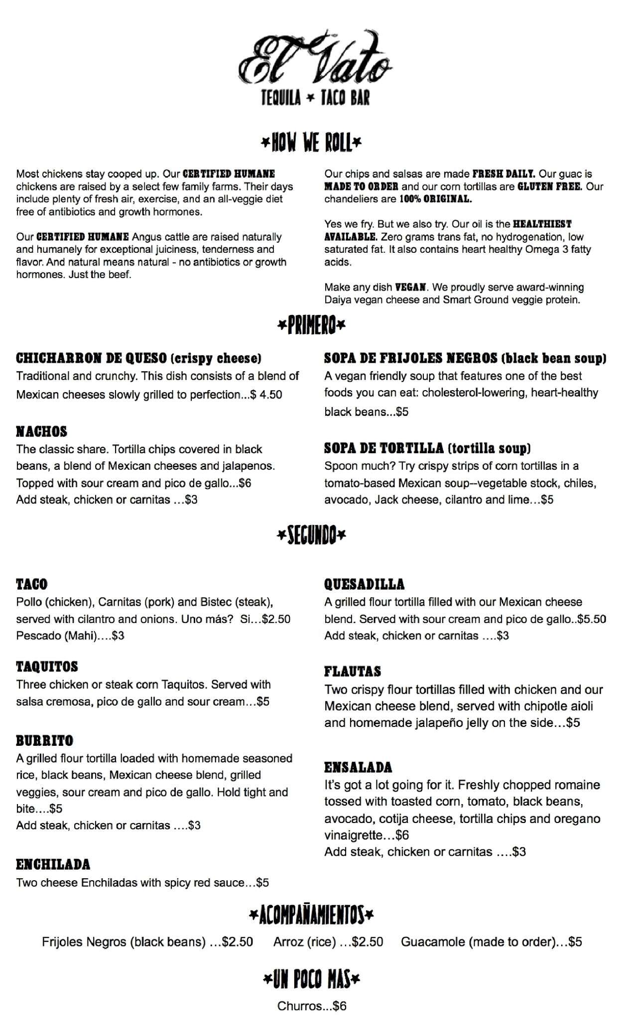 El Vato Tequila and Taco Bar Menu Urbanspoon/Zomato