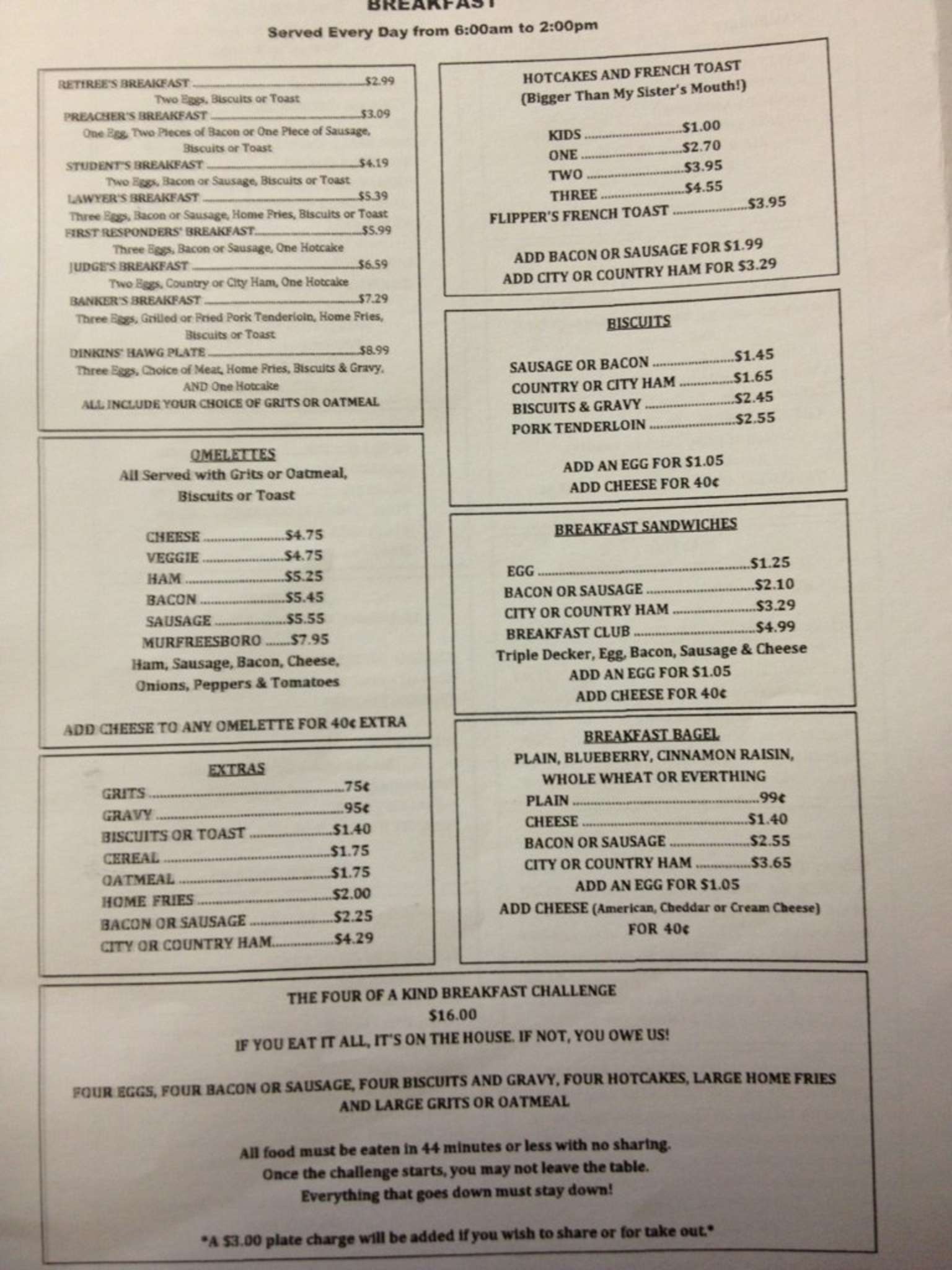 City Cafe Menü, City Cafe, Murfreesboro, Nashville için Menü