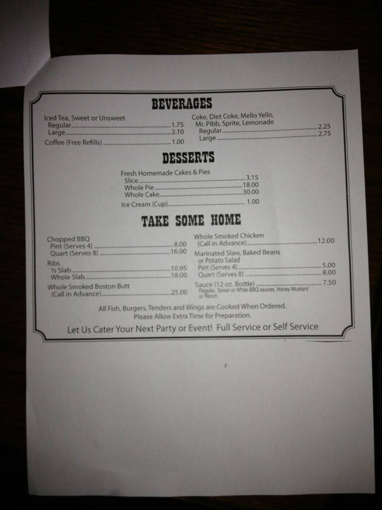 Menu At Smokin Jacks Bar B Que, Demopolis