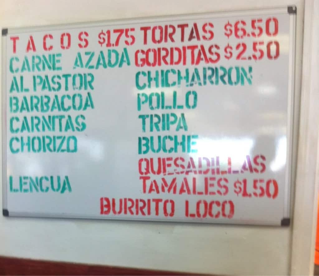 Menu at Los Primos restaurant, Spring Lake