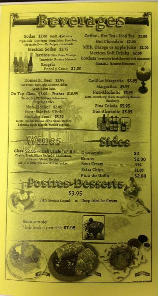 Menu at La Roca restaurant, Albany