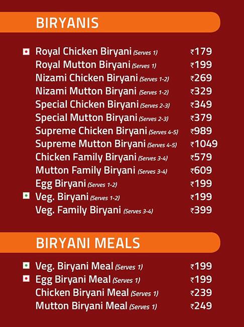 Royal Biryani House Menu, Menu for Royal Biryani House, Lohegaon, Pune ...