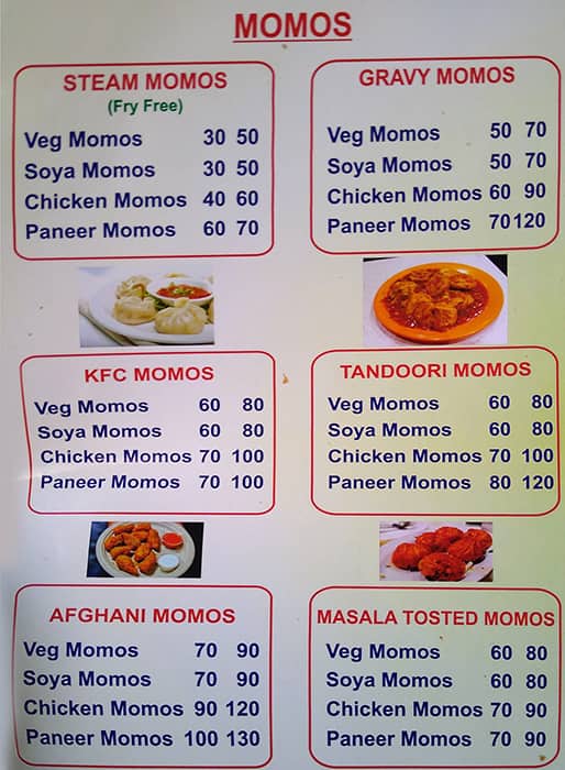 Chinese Delight menu