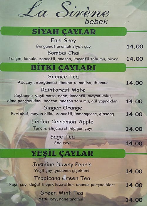 la sirene menu menu for la sirene bebek istanbul