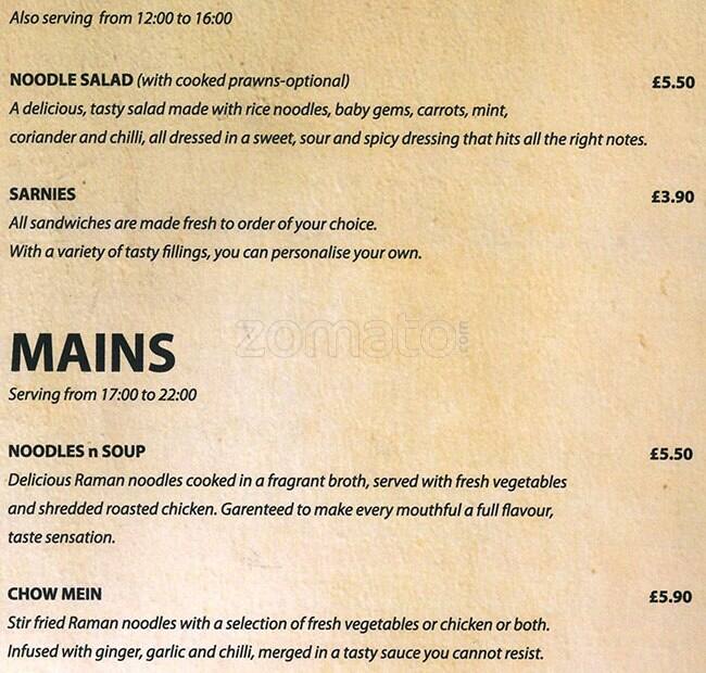 Hoxton Mediterranean Cafe menu