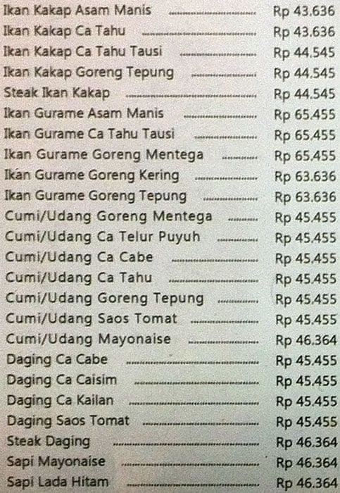 Menu at Bakmi Naga Resto Bogor restaurant, Bogor, Jl. Raya Pajajaran No.8