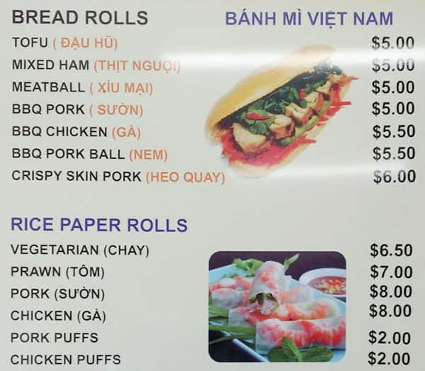 Menu at T&D Hot Bread restaurant, Glenroy