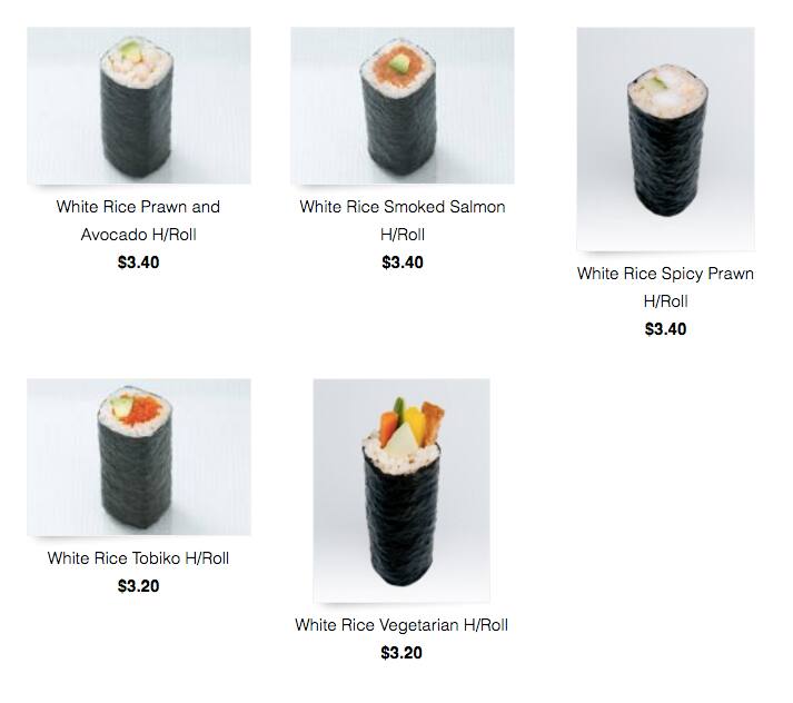 Sushi Sushi menu