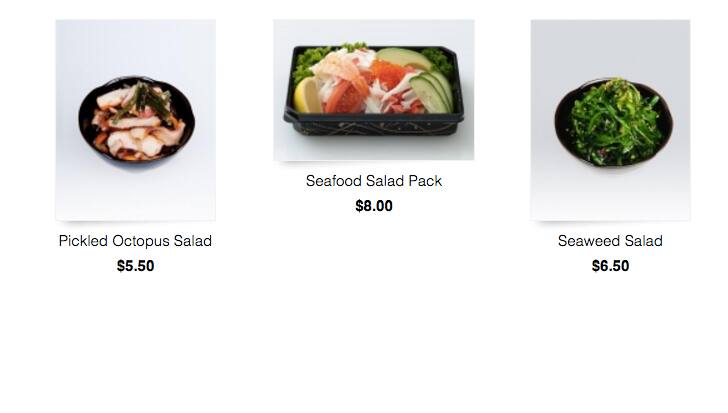Sushi Sushi menu