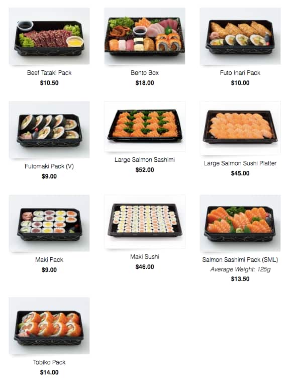 Sushi Sushi menu